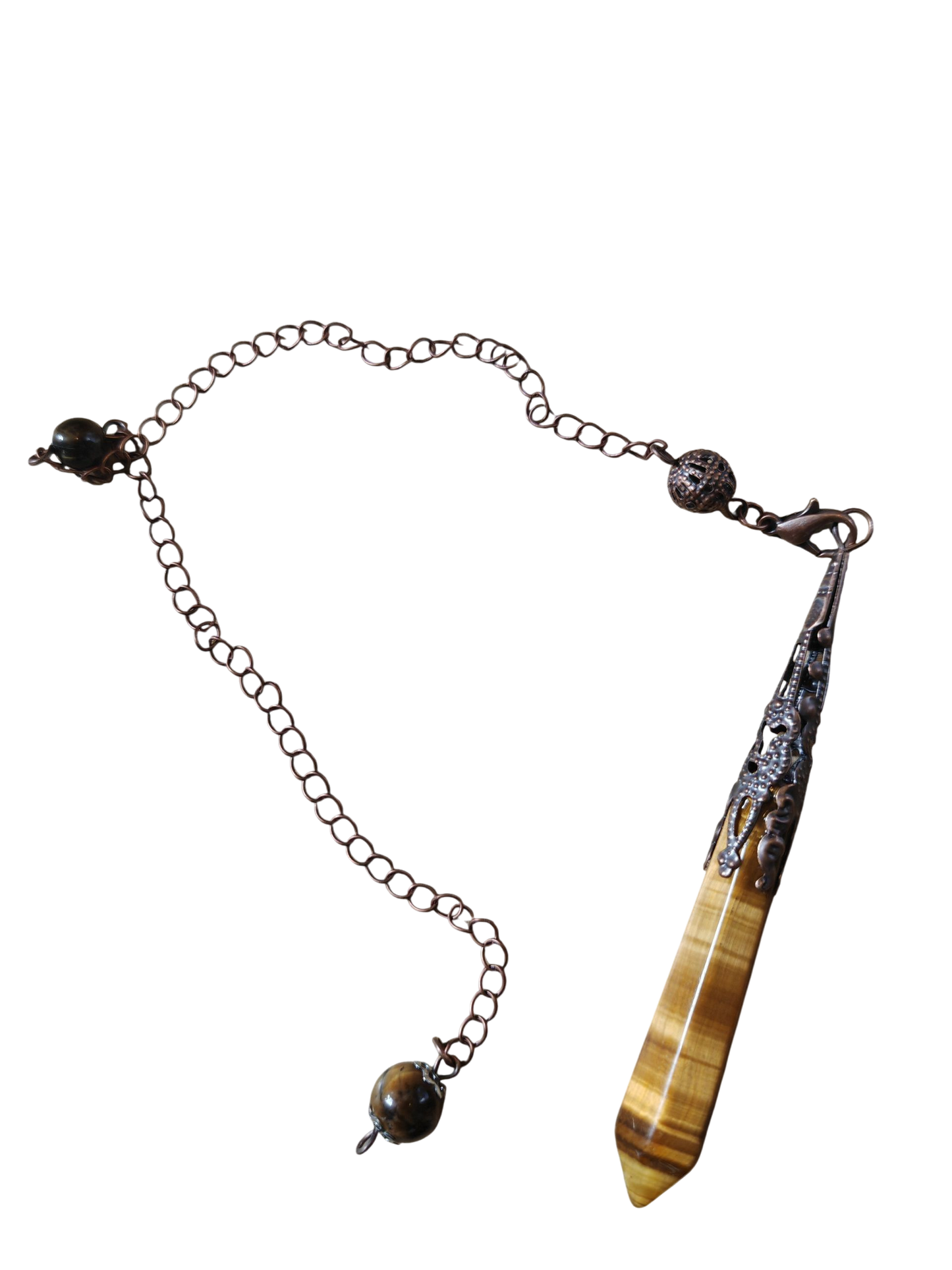 Div. bronskleurige edelstenen pendels (L)