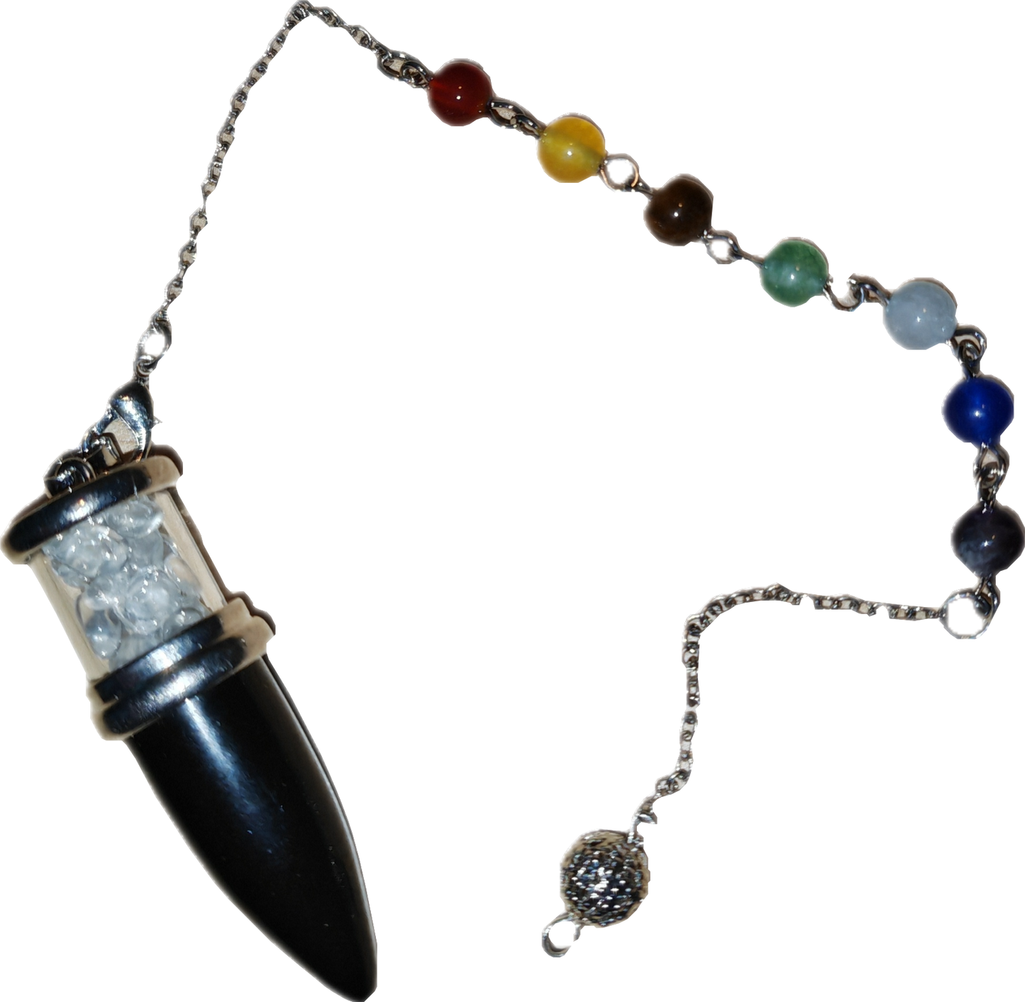Obsidiaan met bergkristal pendel