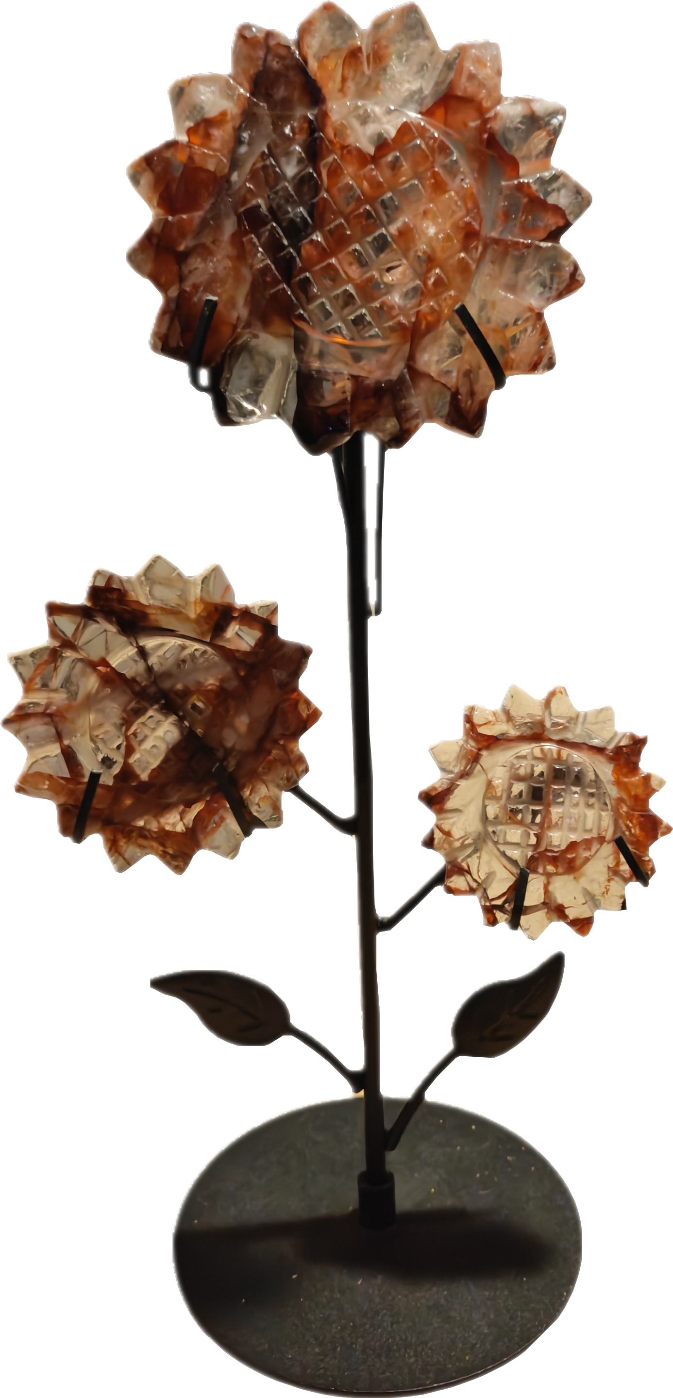 Firequartz (hematoïde kwarts/vuurkwarts) bloemen