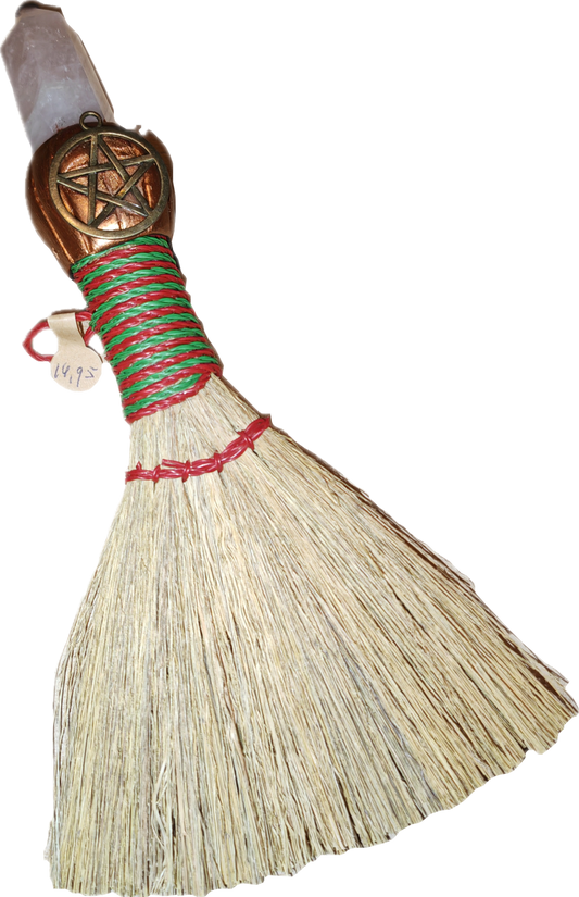 Heksen Besom met edelsteen punt